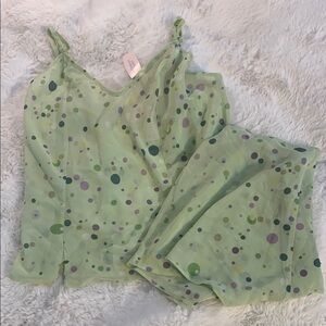 Adorable Polka Dot Green Sleepwear Set XS